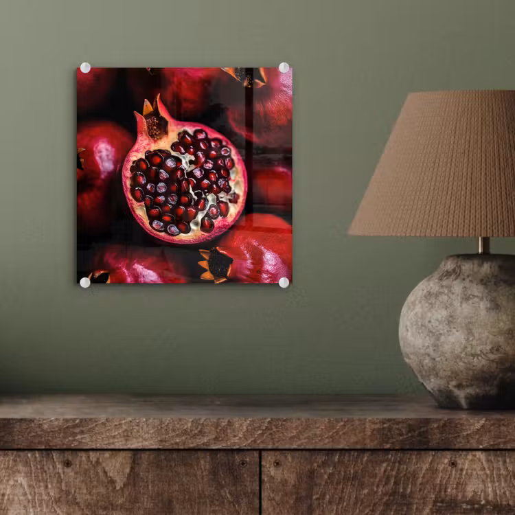 Glas schilderij - Granaatappel - Rood - Fruit — 4