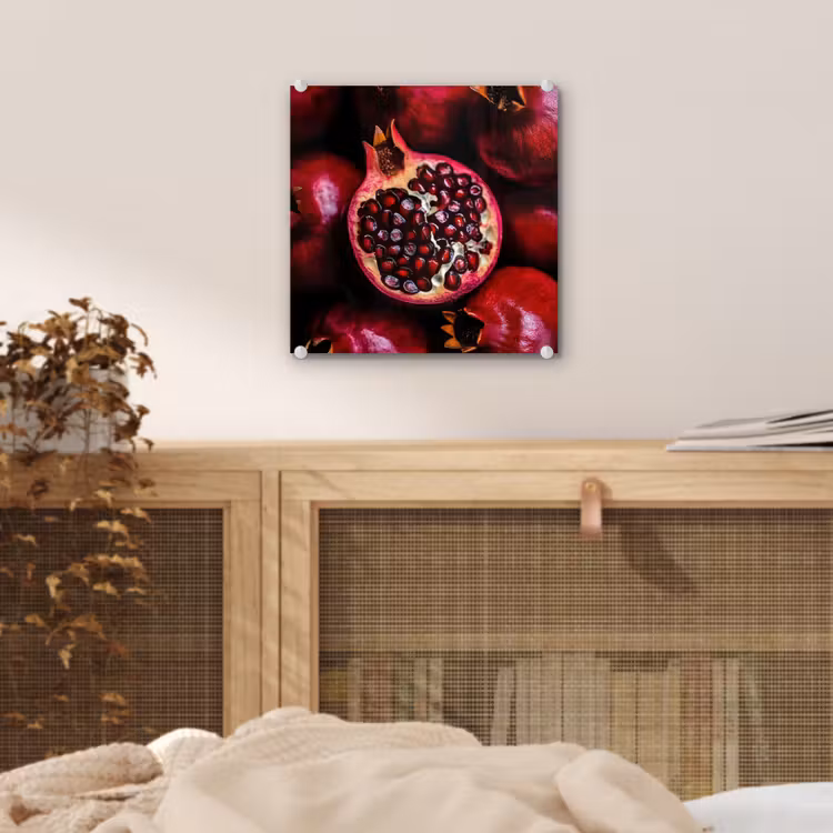 Glas schilderij - Granaatappel - Rood - Fruit — 5