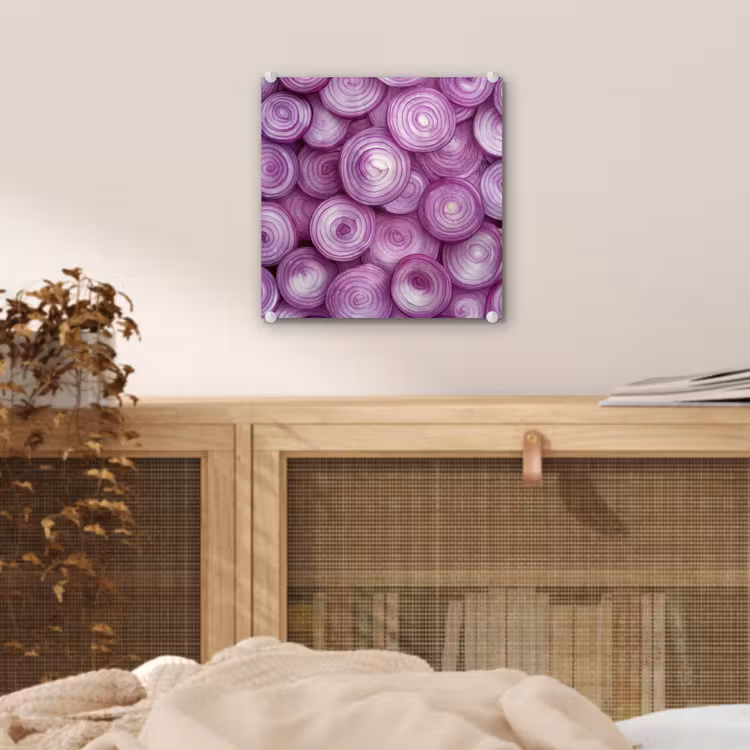 Glas schilderij - Paars - Uien - Close up — 5
