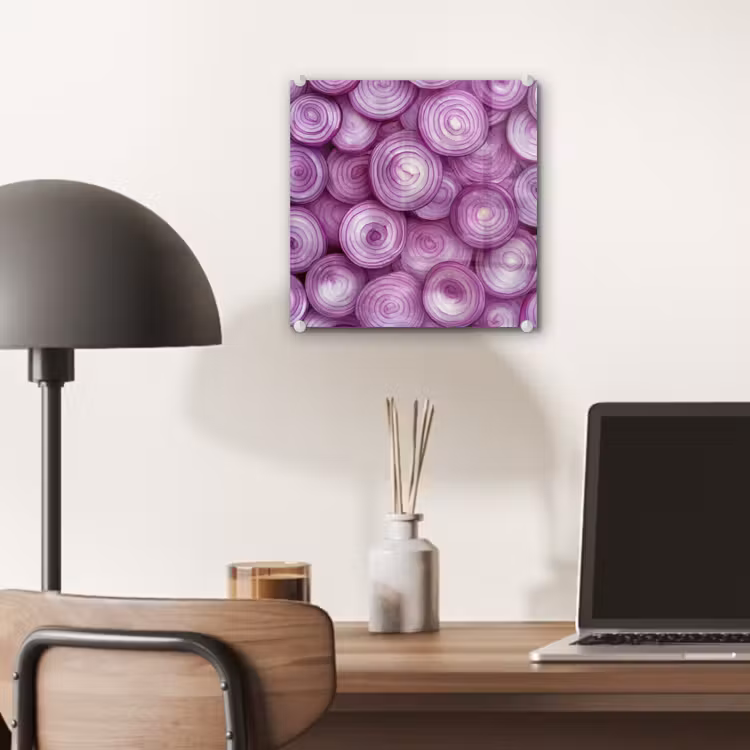 Glas schilderij - Paars - Uien - Close up — 7