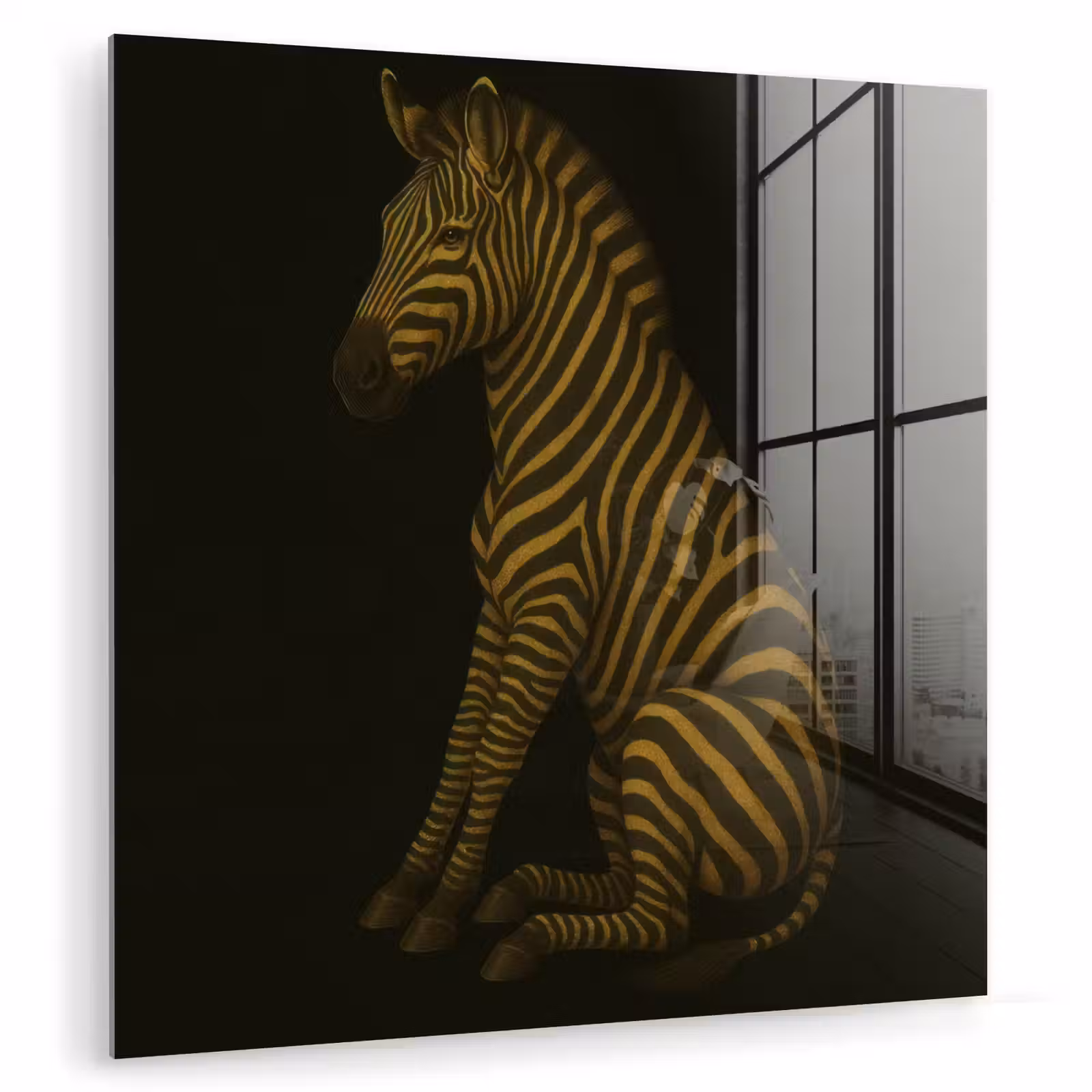 Glas schilderij - Zebra - Strepen - Goud — 1