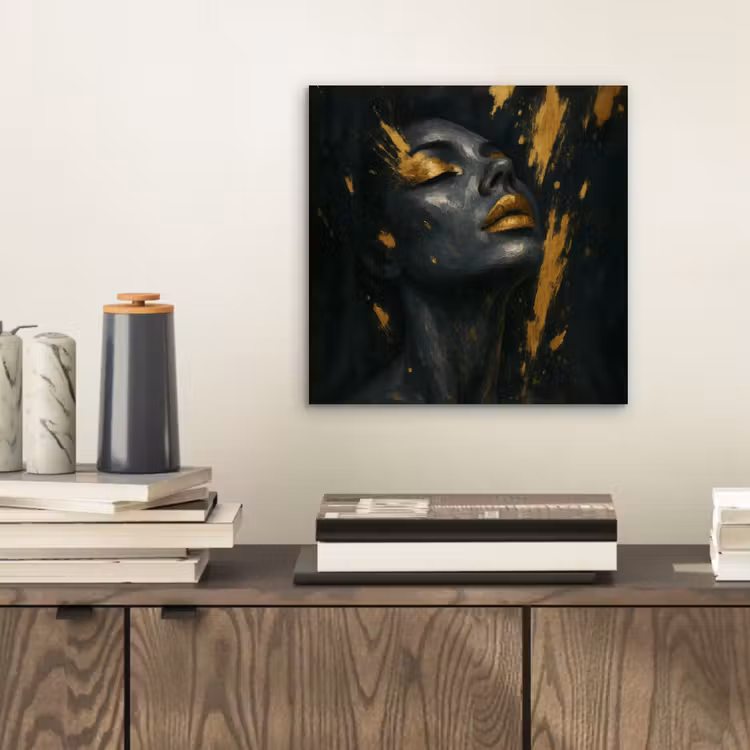 Aluminium schilderij - Gezicht - Vrouw - Verfspatten - Abstract — 2
