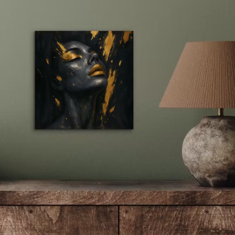 Aluminium schilderij - Gezicht - Vrouw - Verfspatten - Abstract — 3