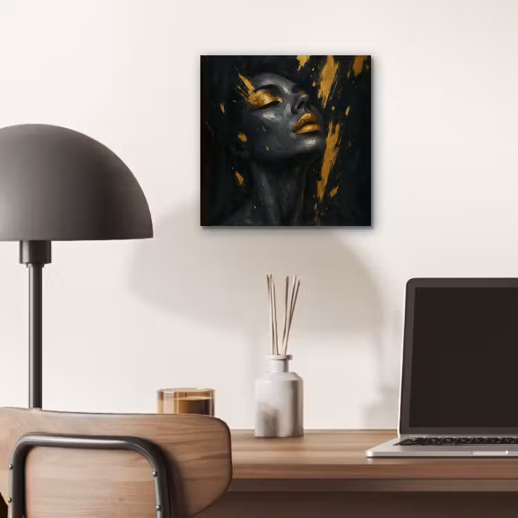 Aluminium schilderij - Gezicht - Vrouw - Verfspatten - Abstract — 6