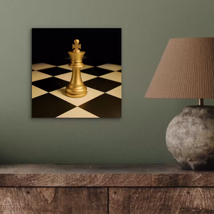 Aluminium schilderij - Schaakstuk - Koning - Schaakbord - Geblokt — 3
