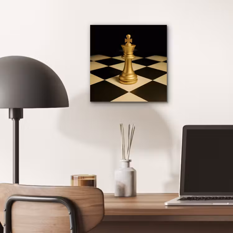 Aluminium schilderij - Schaakstuk - Koning - Schaakbord - Geblokt — 6