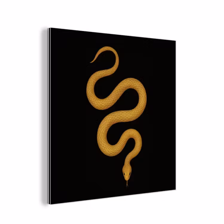 Aluminium schilderij - Slang - Minimalistisch - Goud — 1