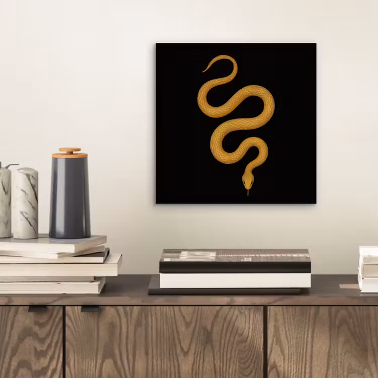 Aluminium schilderij - Slang - Minimalistisch - Goud — 2