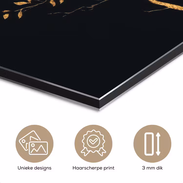 Aluminium schilderij - Takken - Blaadjes - Zwart — 7