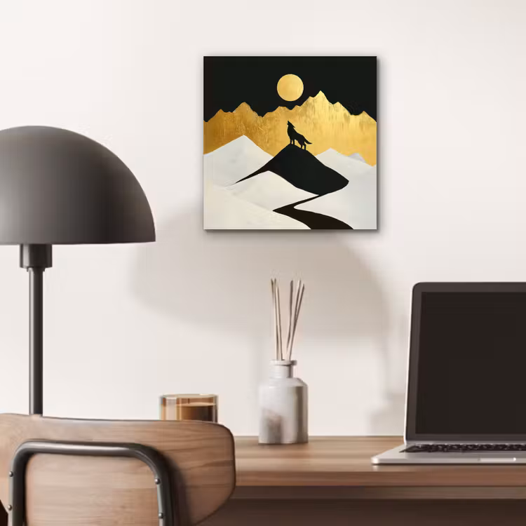 Aluminium schilderij - Wolf - Bergen - Maan - Zwart — 6