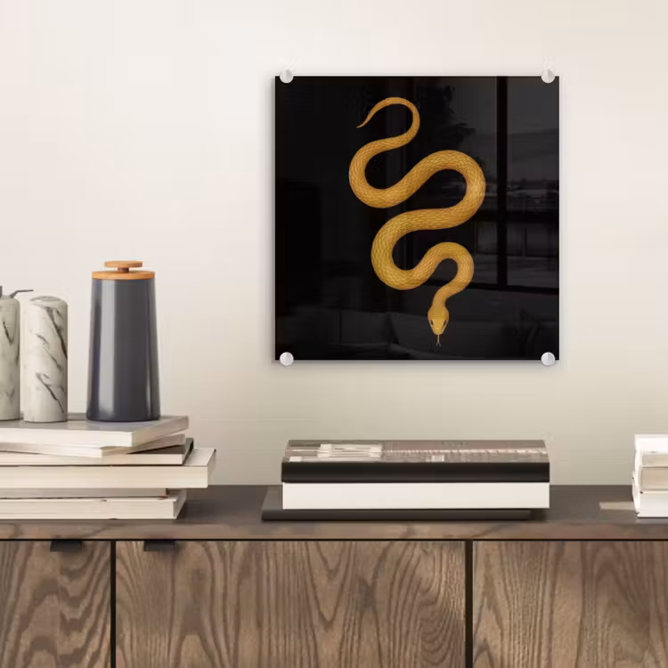 Glas schilderij - Slang - Minimalistisch - Goud — 2