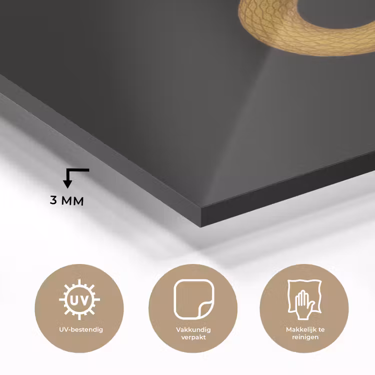 Glas schilderij - Slang - Minimalistisch - Goud — 3