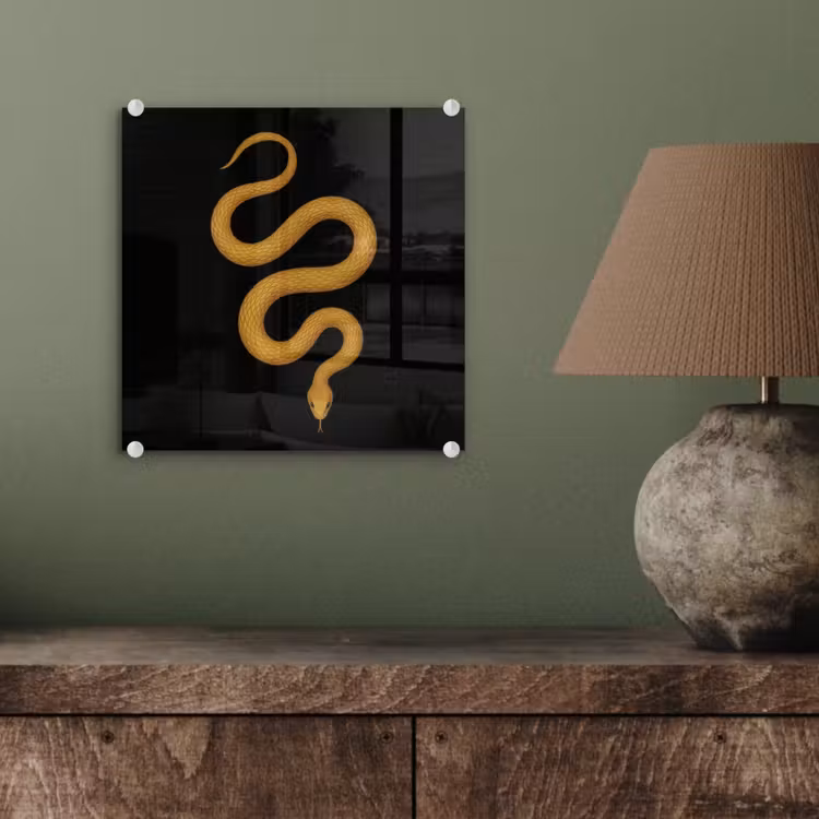 Glas schilderij - Slang - Minimalistisch - Goud — 4