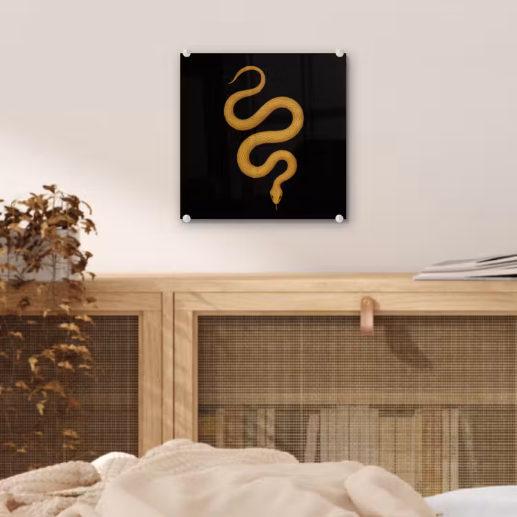 Glas schilderij - Slang - Minimalistisch - Goud — 5