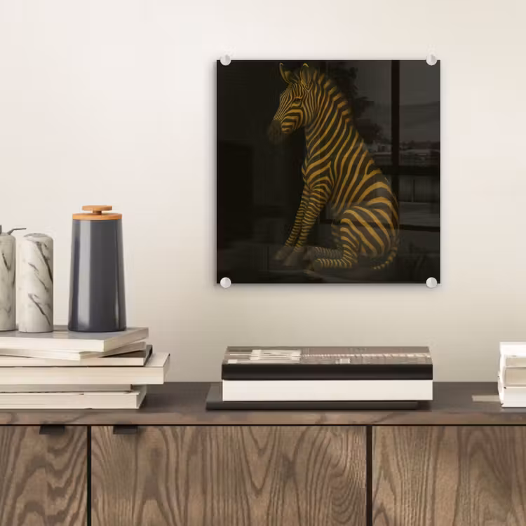 Glas schilderij - Zebra - Strepen - Goud — 2