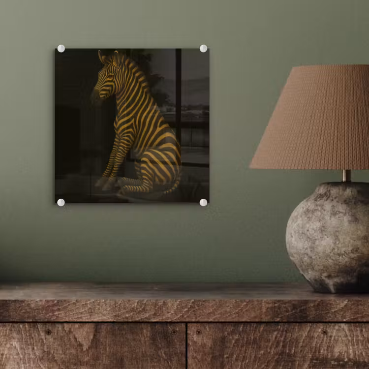 Glas schilderij - Zebra - Strepen - Goud — 4