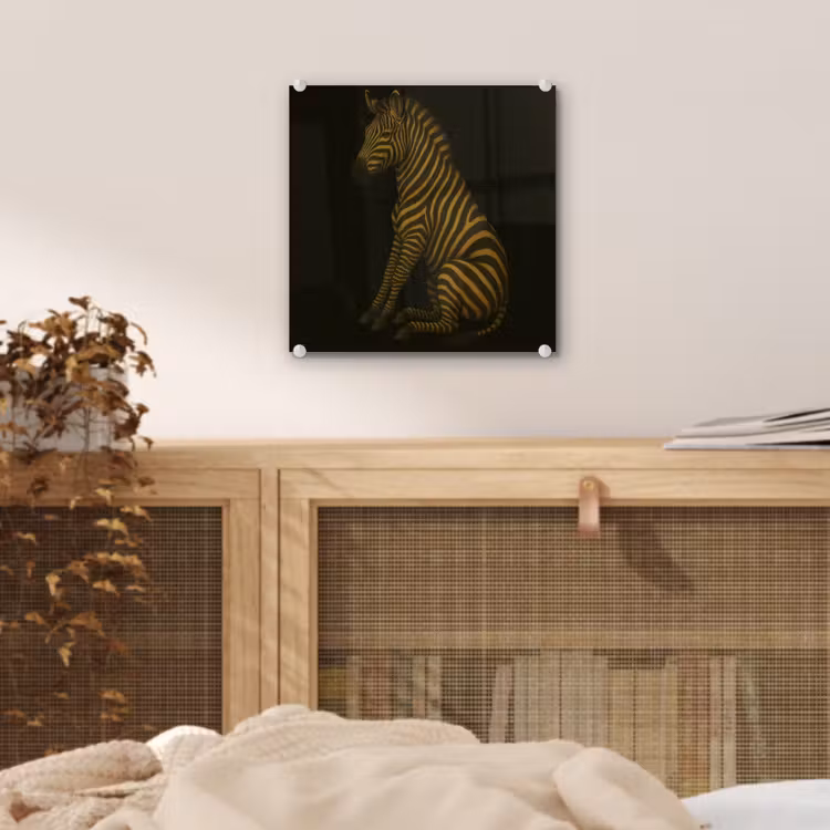 Glas schilderij - Zebra - Strepen - Goud — 5