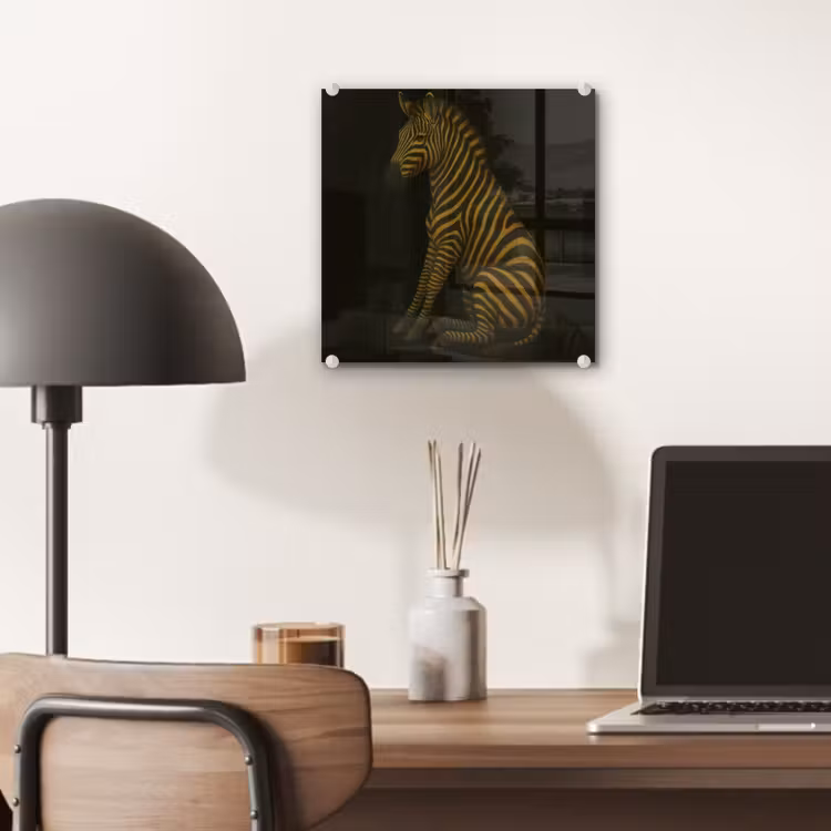 Glas schilderij - Zebra - Strepen - Goud — 7