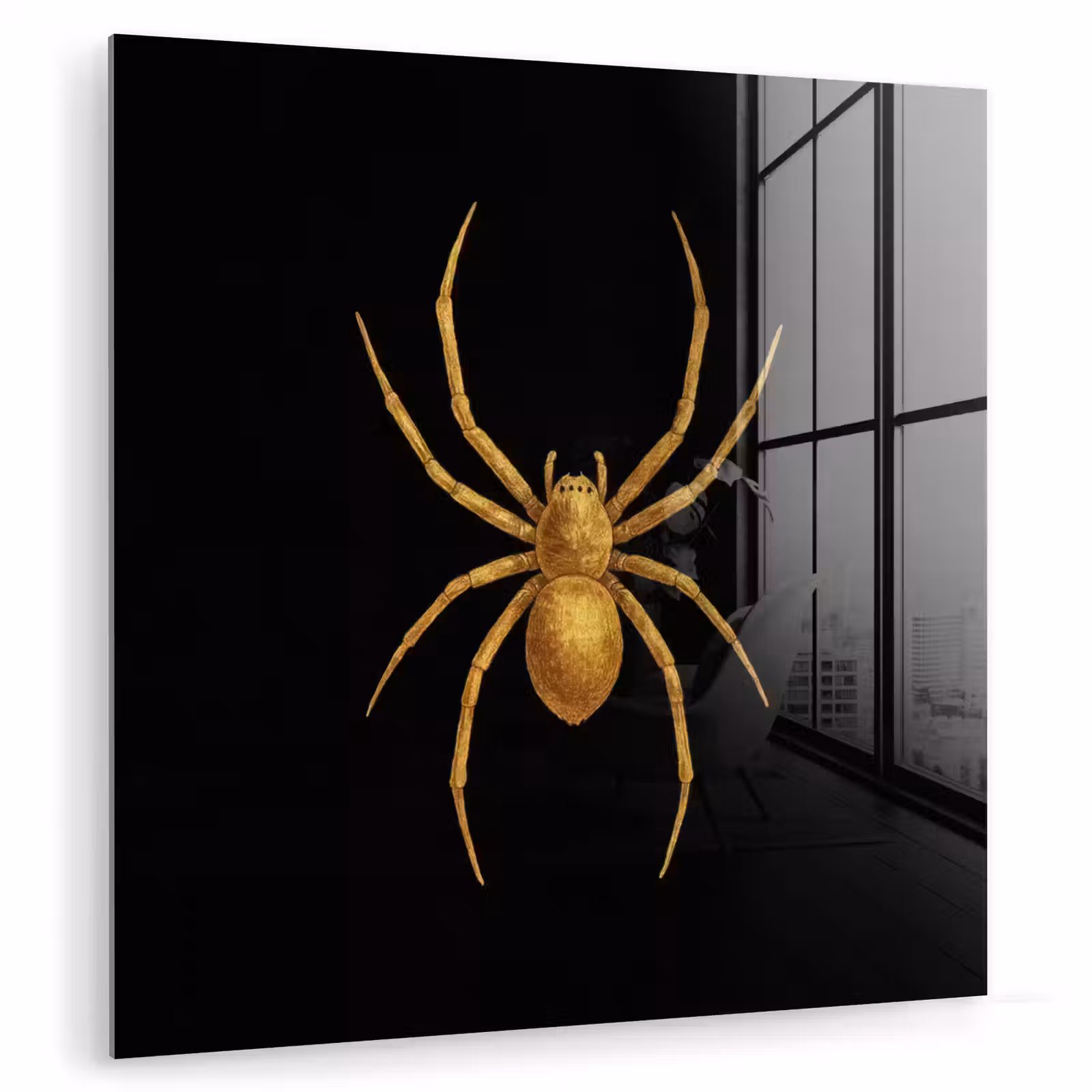 Glas schilderij - Spin - Goud - Minimalistisch - Poten — 1