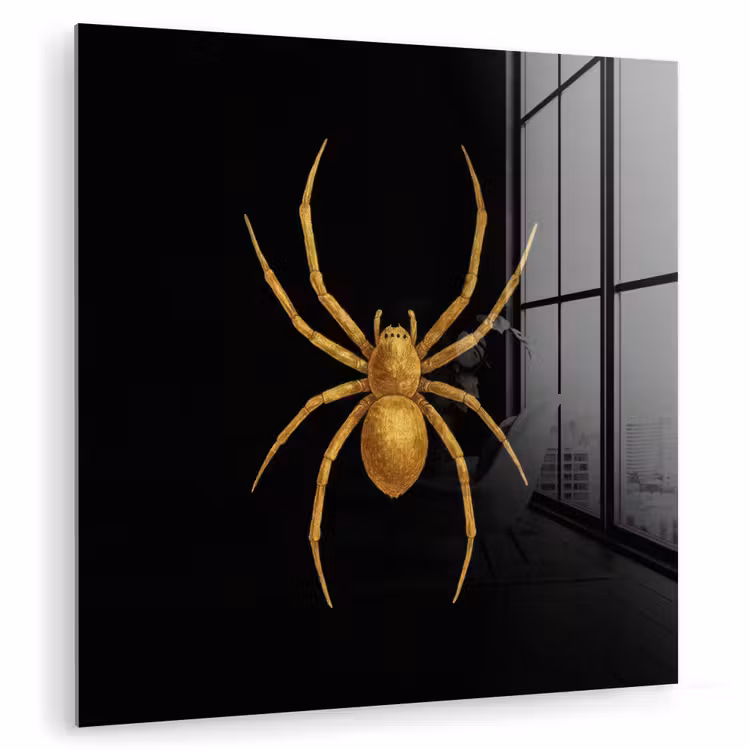 Glas schilderij - Spin - Goud - Minimalistisch - Poten — 1