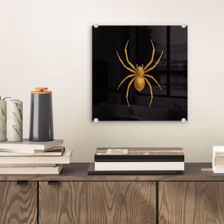 Glas schilderij - Spin - Goud - Minimalistisch - Poten — 2