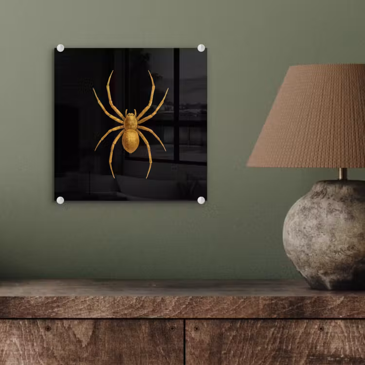 Glas schilderij - Spin - Goud - Minimalistisch - Poten — 4
