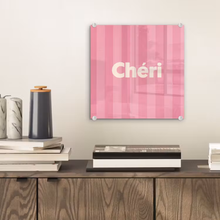 Glas schilderij - Gestreept - Roze - Chéri — 2