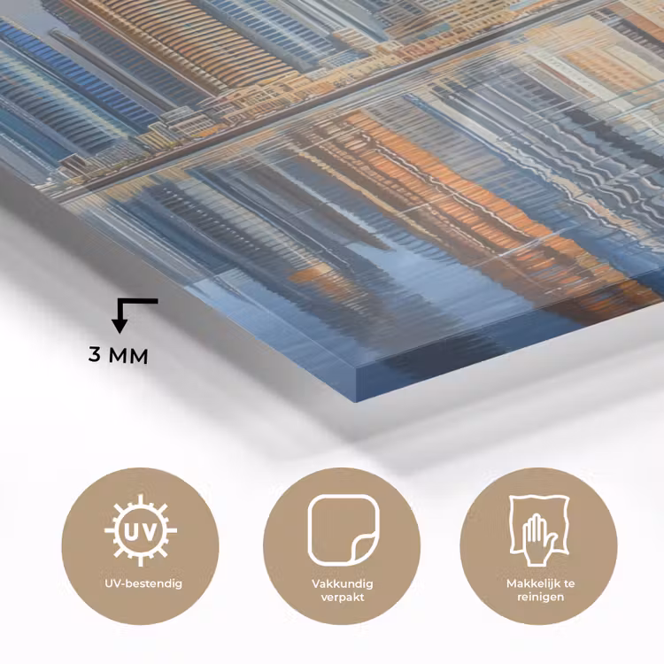 Glas schilderij - Skyline - Wolkenkrabbers - Water - Blauw — 3