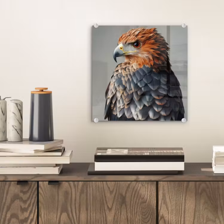 Glas schilderij - Vogel - Realistisch - Veren - Bruin — 2