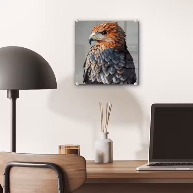 Glas schilderij - Vogel - Realistisch - Veren - Bruin — 7