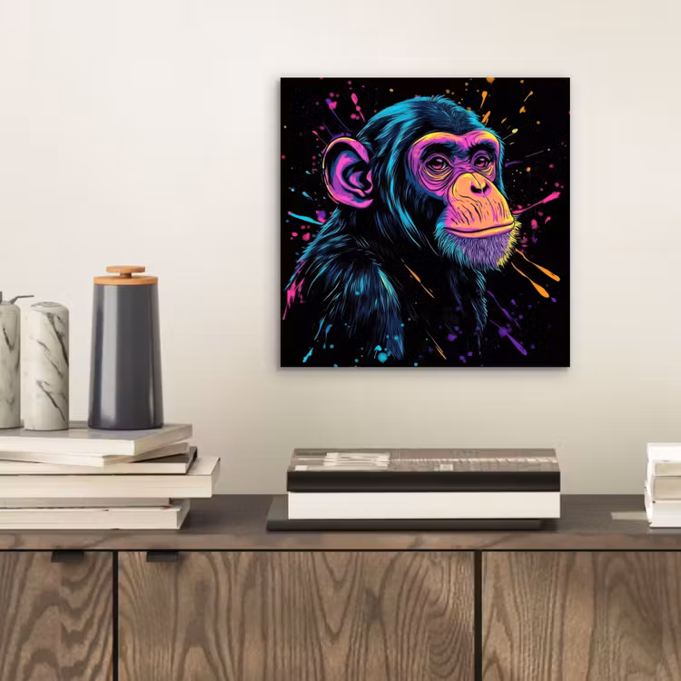 Aluminium schilderij - Aap - Verf - Neon - Kleur — 2