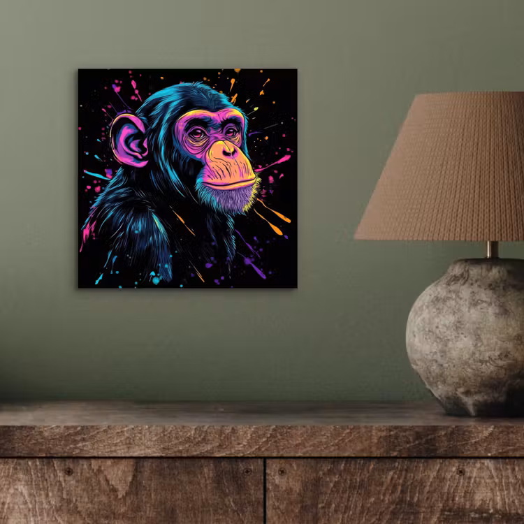Aluminium schilderij - Aap - Verf - Neon - Kleur — 3