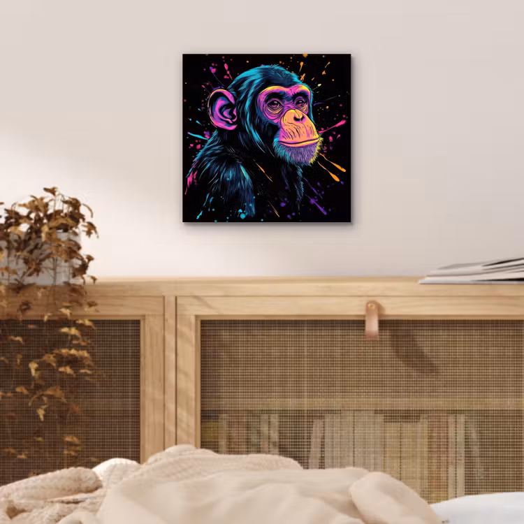 Aluminium schilderij - Aap - Verf - Neon - Kleur — 4