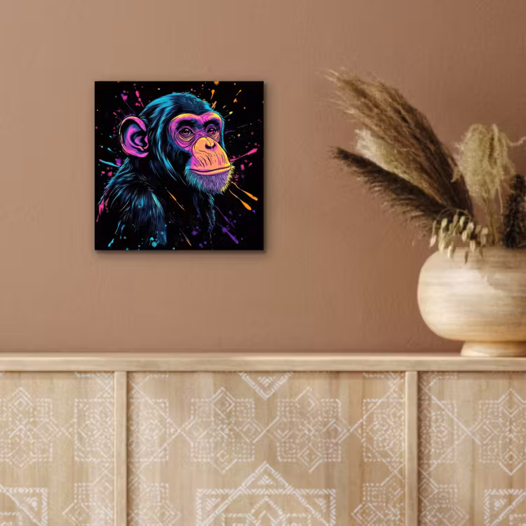 Aluminium schilderij - Aap - Verf - Neon - Kleur — 5