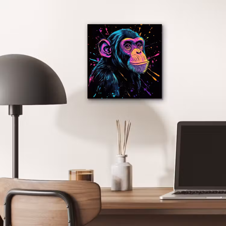 Aluminium schilderij - Aap - Verf - Neon - Kleur — 6