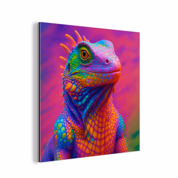 Aluminium schilderij - Kameleon - Dieren - Neon - Kleur — 1