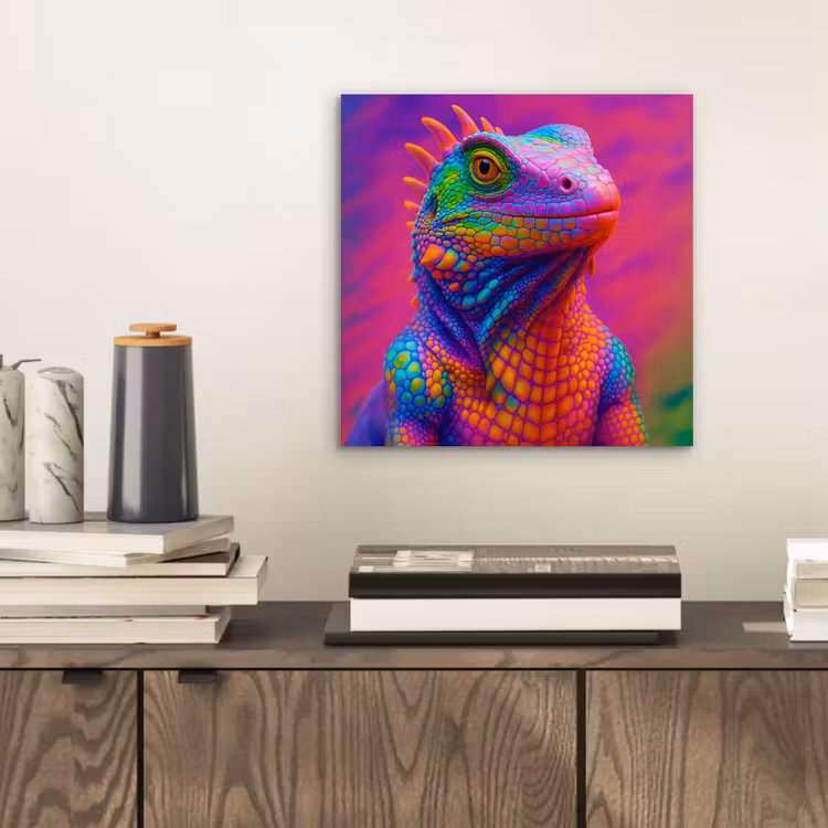 Aluminium schilderij - Kameleon - Dieren - Neon - Kleur — 2