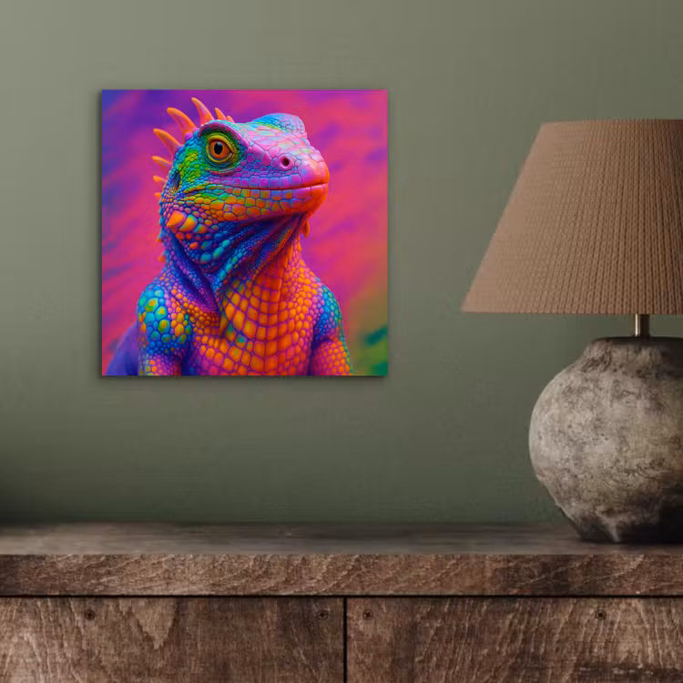 Aluminium schilderij - Kameleon - Dieren - Neon - Kleur — 3