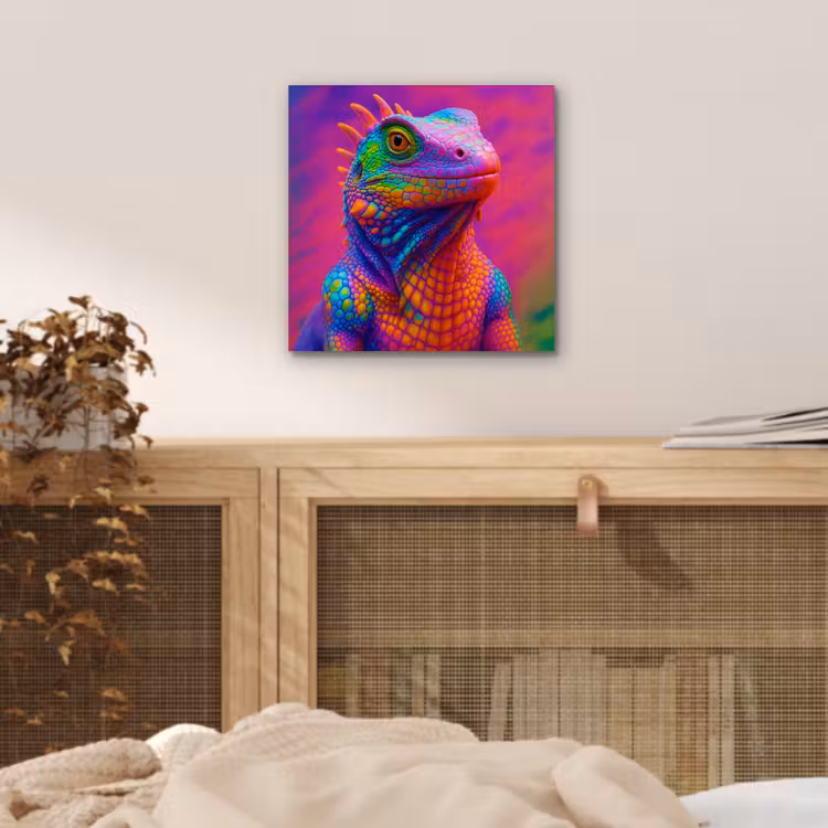 Aluminium schilderij - Kameleon - Dieren - Neon - Kleur — 4