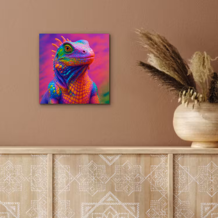 Aluminium schilderij - Kameleon - Dieren - Neon - Kleur — 5