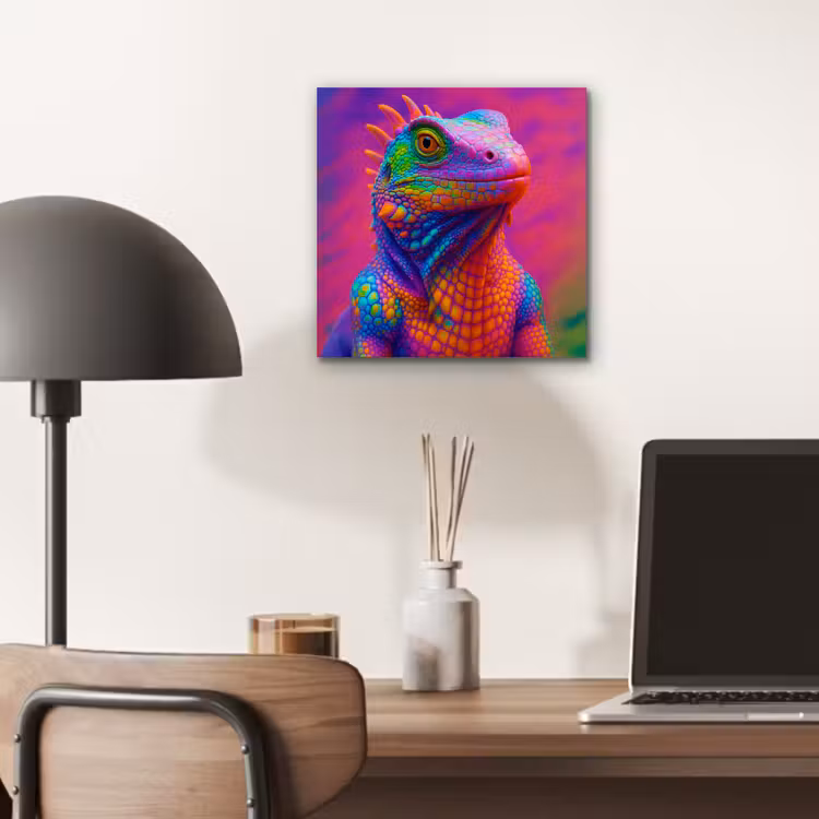 Aluminium schilderij - Kameleon - Dieren - Neon - Kleur — 6