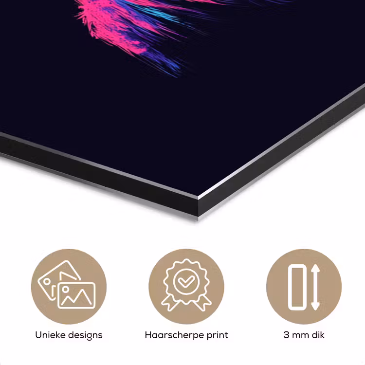 Aluminium schilderij - Stier - Neon - Zwart - Kleur — 7