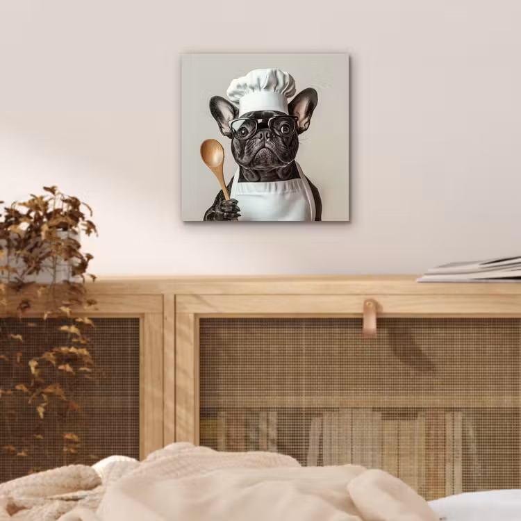 Aluminium schilderij - Franse Bulldog Als Kok — 4