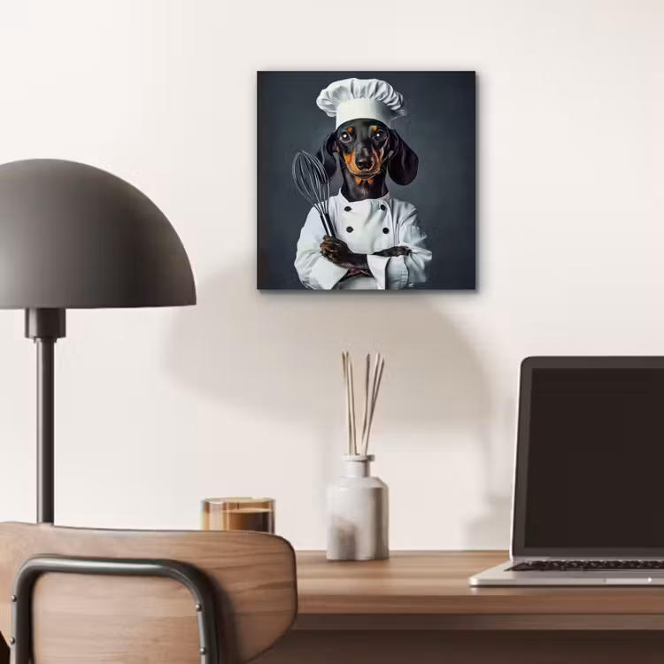 Aluminium schilderij - Teckel Als Kok — 6