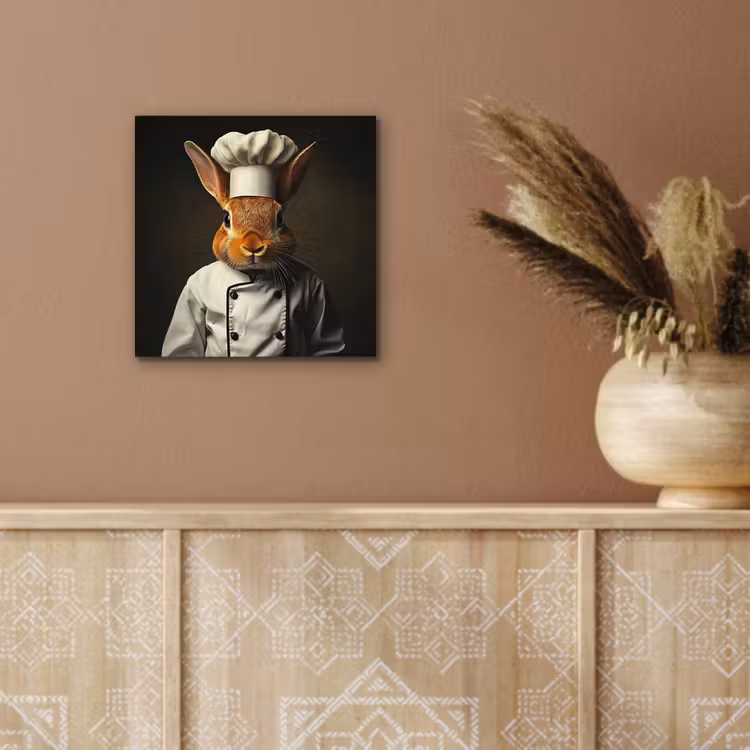 Aluminium schilderij - Konijn Als Kok — 5