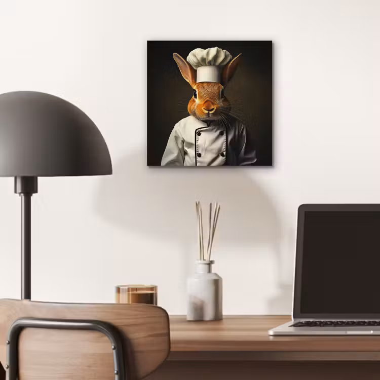 Aluminium schilderij - Konijn Als Kok — 6