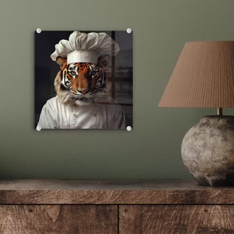 Glas schilderij - Tijger - Kokskleding - Bruin — 4