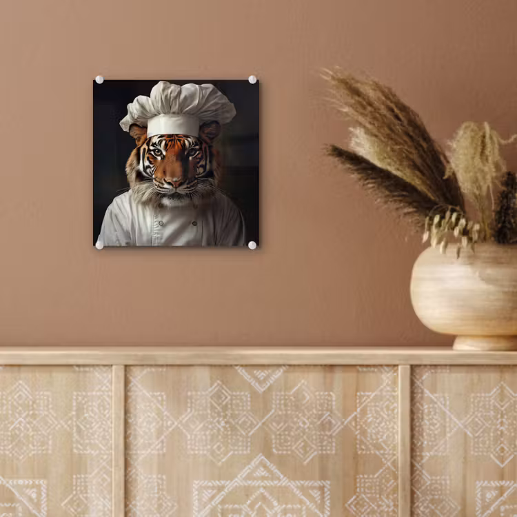 Glas schilderij - Tijger - Kokskleding - Bruin — 6