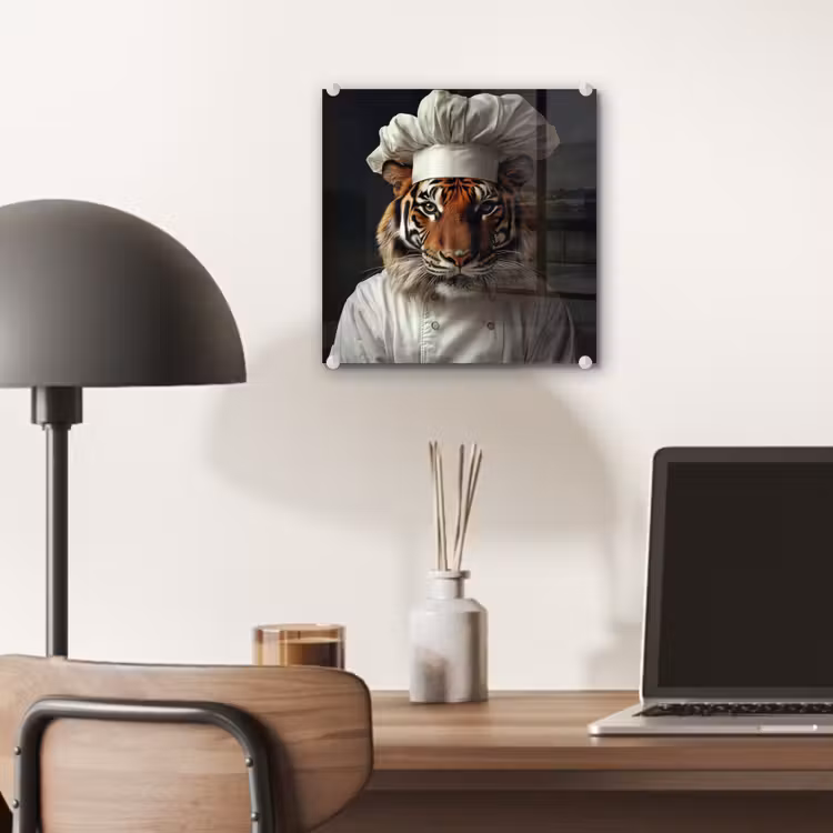 Glas schilderij - Tijger - Kokskleding - Bruin — 7