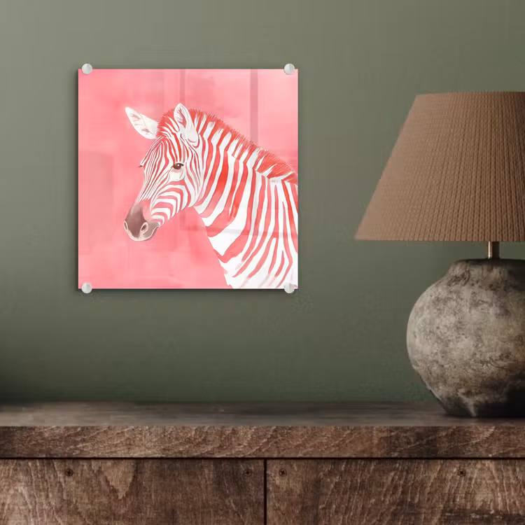 Glas schilderij - Zebra - Pink - Verf — 4